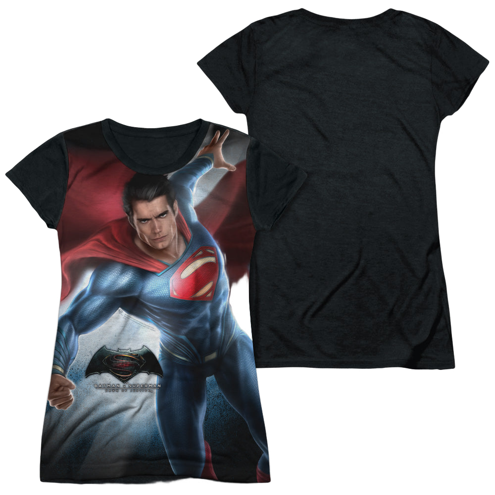Batman v Superman Superman Light - Juniors Black Back T-Shirt Juniors Black Back T-Shirt Batman