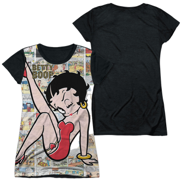 Betty Boop Vintage Strips juniors black back t-shirt