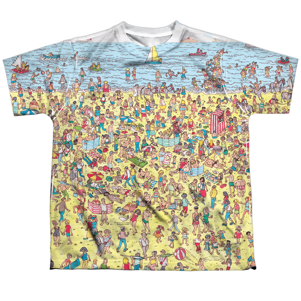 Where's Waldo Beach Scene - Youth All-Over Print T-Shirt Youth All-Over Print T-Shirt (Ages 8-12) Where's Waldo