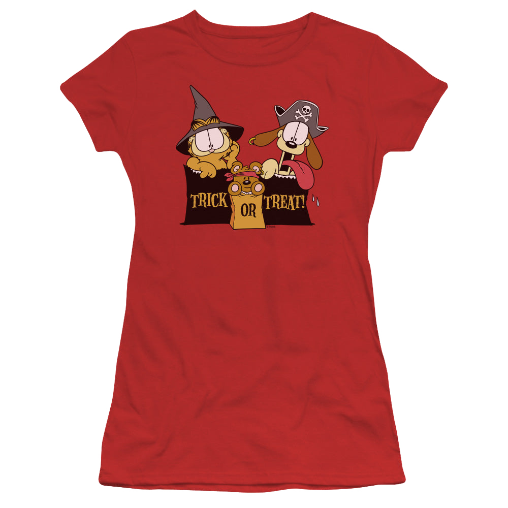 Garfield Trick Or Treat - Juniors T-Shirt Juniors T-Shirt Garfield