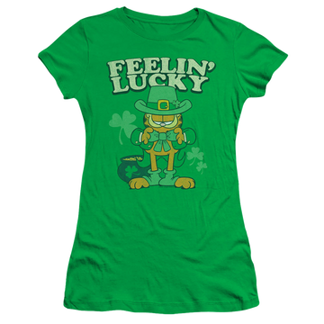 Garfield Feelin Lucky - Juniors T-Shirt Juniors T-Shirt Garfield