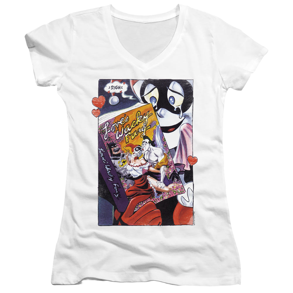 Harley Quinn Loves Wacky Fury - Juniors V-Neck T-Shirt Juniors V-Neck T-Shirt Harley Quinn