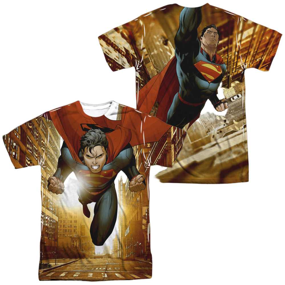 Superman Up Up City (Front/Back Print) - Men's All-Over Print T-Shirt Men's All-Over Print T-Shirt Superman