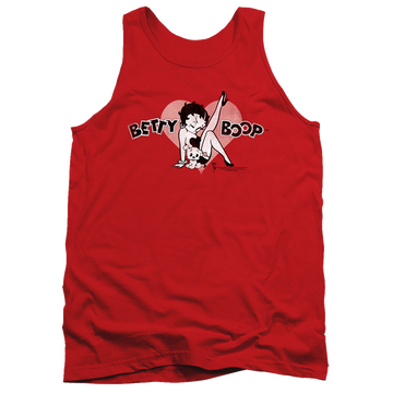 Red men's tank with Betty Boop Vintage Cutie Pup graphic