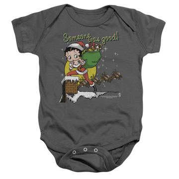 Charcoal baby bodysuit with Betty Boop Chimney graphic