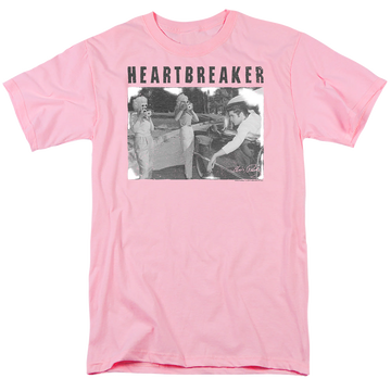 Pink men's regular fit t-shirt with Elvis Presley Heartbreaker graphic