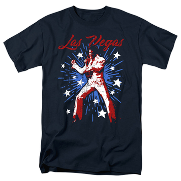 Navy men's regular fit t-shirt with Elvis Presley Vegas Superstar graphic