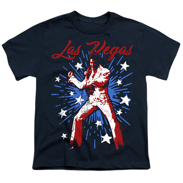 Navy kid's t-shirt for ages 4 to 7 with Elvis Presley Vegas Superstar graphic