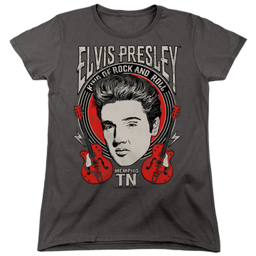 Charcoal women's t-shirt with Elvis Presley Elvis Rock graphic