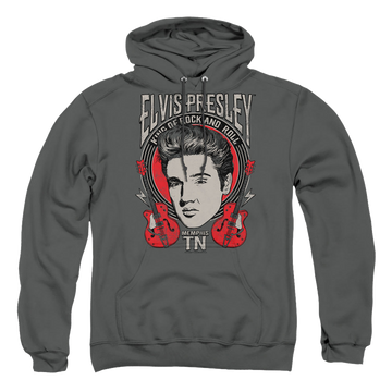 Charcoal pullover hoodie with Elvis Presley Elvis Rock graphic
