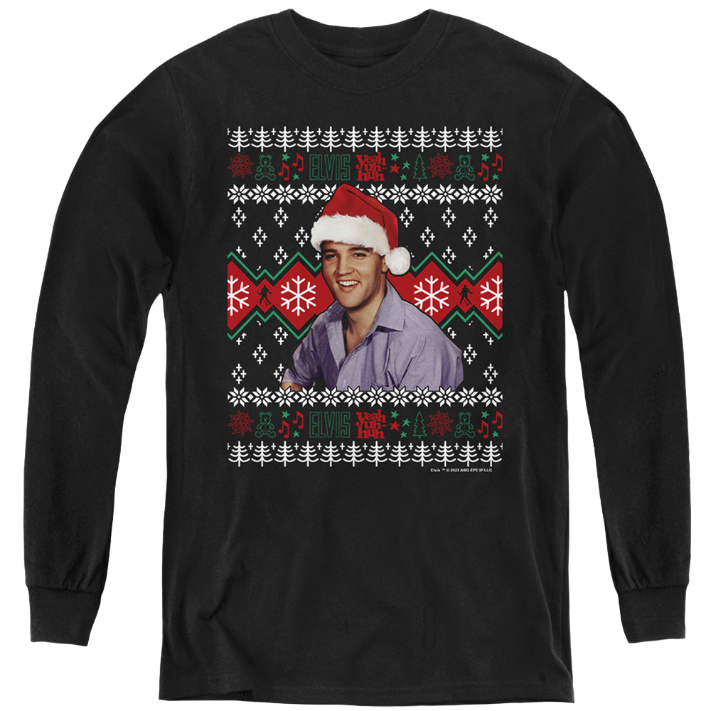 Elvis Presley Ugly Christmas Sweater - Youth Long Sleeve T-Shirt Youth Long Sleeve T-Shirt Elvis Presley