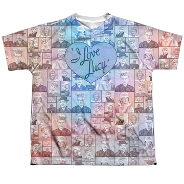 I Love Lucy Many Moods youth all-over print t-shirt for ages 8 to 12