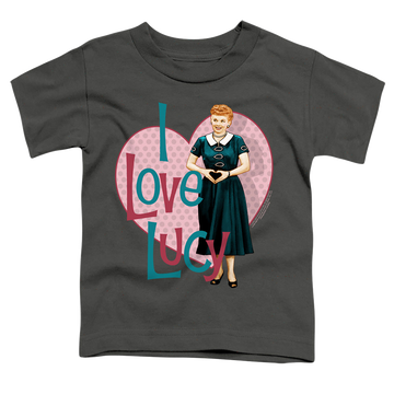 Charcoal kid's t-shirt for ages 4 to 7 with I Love Lucy Heart You graphic