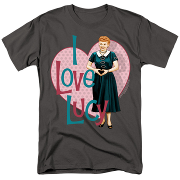 Charcoal men's regular fit t-shirt with I Love Lucy Heart You graphic