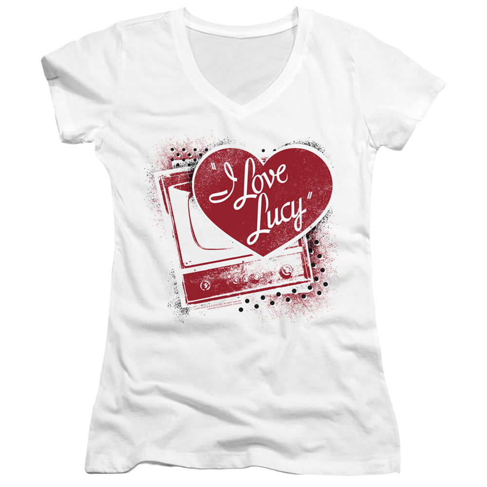 I Love Lucy Spray Paint Heart - Juniors V-Neck T-Shirt Juniors V-Neck T-Shirt I Love Lucy