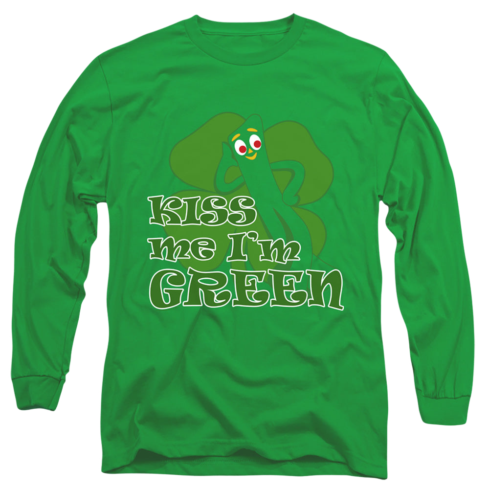 Gumby Kiss Me Im Green - Men's Long Sleeve T-Shirt Men's Long Sleeve T-Shirt Gumby