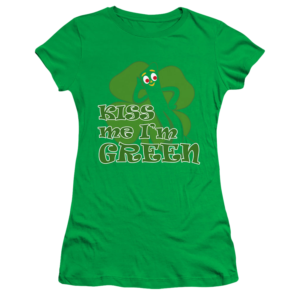 Gumby Kiss Me Im Green - Juniors T-Shirt Juniors T-Shirt Gumby