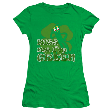 Gumby Kiss Me Im Green - Juniors T-Shirt Juniors T-Shirt Gumby