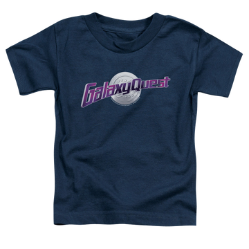 Navy kid's t-shirt for ages 4 to 7 with Galaxy Quest Logo graphic