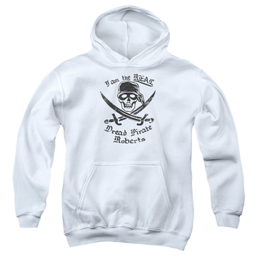 White youth hoodie for ages 8 to 12 with The Princess Bride The Real Dpr graphic