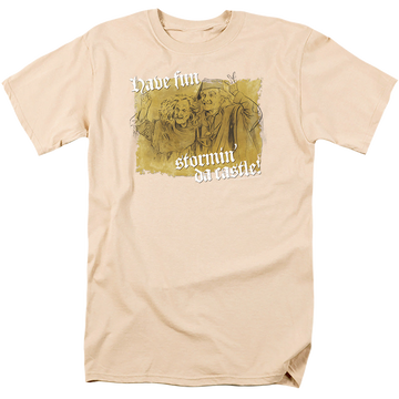 Cream men's regular fit t-shirt with The Princess Bride Stormin Da Castle graphic