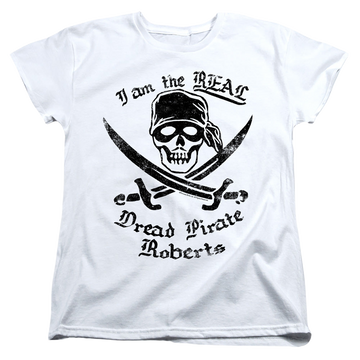 White women's t-shirt with The Princess Bride The Real Dpr graphic