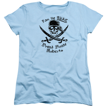 Light blue women's t-shirt with The Princess Bride The Real Dpr graphic