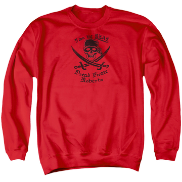 Red men's crewneck sweatshirt with The Princess Bride The Real Dpr graphic