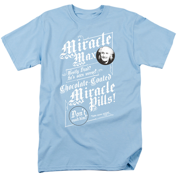 Light blue men's regular fit t-shirt with The Princess Bride Miracle Max graphic
