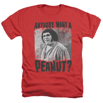 Red men's heather t-shirt with The Princess Bride A Giant Snack graphic