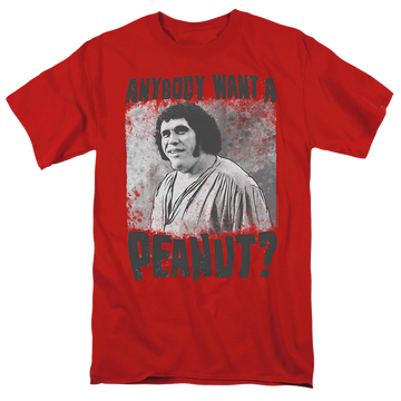 Red men's regular fit t-shirt with The Princess Bride A Giant Snack graphic