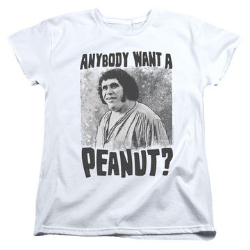 White women's t-shirt with The Princess Bride A Giant Snack graphic