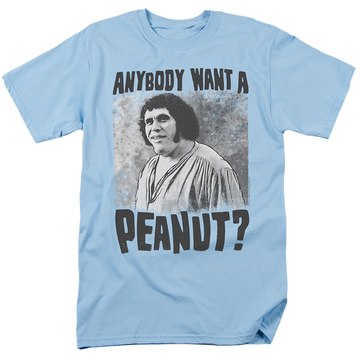 Light blue men's regular fit t-shirt with The Princess Bride A Giant Snack graphic