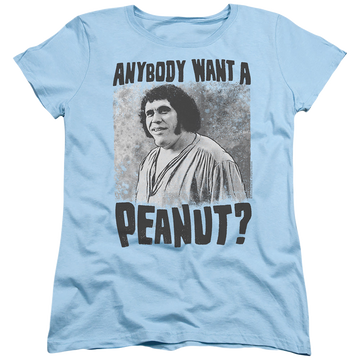 Light blue women's t-shirt with The Princess Bride A Giant Snack graphic