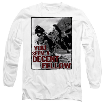 White men's long sleeve t-shirt with The Princess Bride Fellow graphic