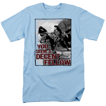 Light blue men's regular fit t-shirt with The Princess Bride Fellow graphic