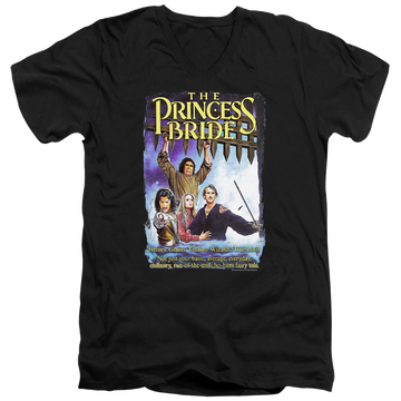 Black men's v-neck t-shirt with The Princess Bride Alt Poster graphic