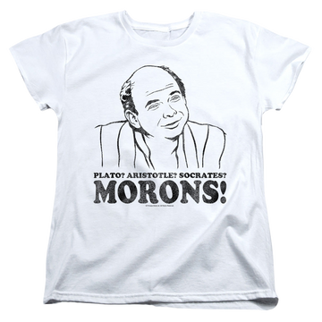 White women's t-shirt with The Princess Bride Morons graphic