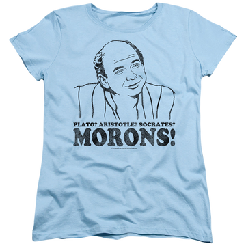 Light blue women's t-shirt with The Princess Bride Morons graphic