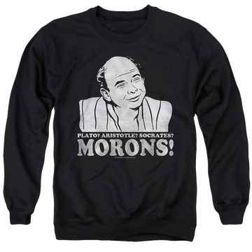 Black men's crewneck sweatshirt with The Princess Bride Morons graphic