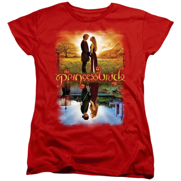 Red women's t-shirt with The Princess Bride Poster graphic