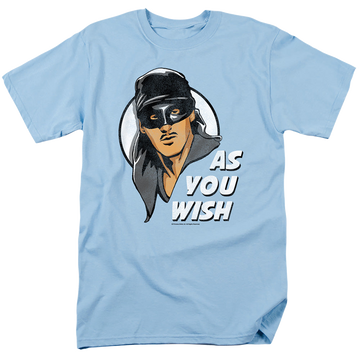 Light blue men's regular fit t-shirt with The Princess Bride As You Wish graphic