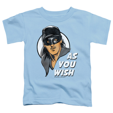 Light blue kid's t-shirt for ages 4 to 7 with The Princess Bride As You Wish graphic