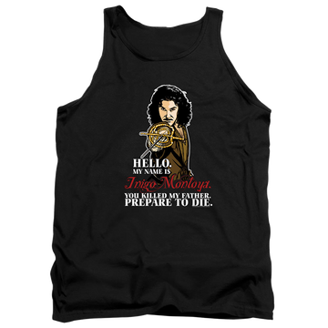 Black men's tank with The Princess Bride Hello graphic