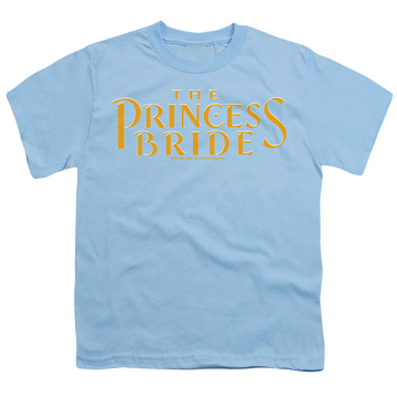 Light blue youth t-shirt for ages 8 to 12 with The Princess Bride Logo graphic