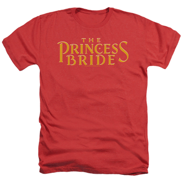 Red men's heather t-shirt with The Princess Bride Logo graphic