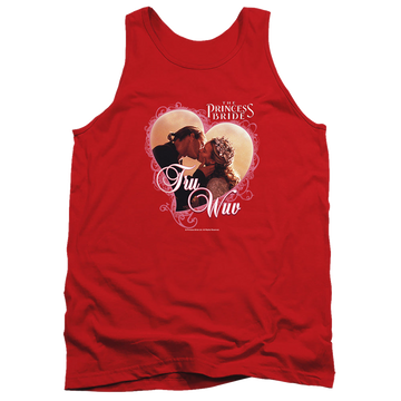 Red men's tank with The Princess Bride Tru Wuv graphic