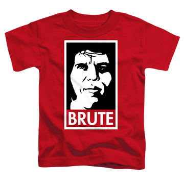 Red toddler t-shirt with The Princess Bride Brute graphic