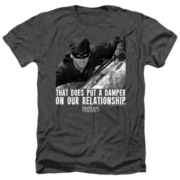 Black men's heather t-shirt with The Princess Bride Damper graphic