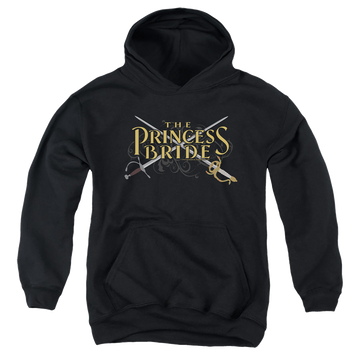 Black youth hoodie for ages 8 to 12 with The Princess Bride Swords graphic